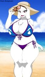 1girls anthro beach bikini curvaceous curvy curvy_female curvy_figure female_only huge_ass huge_breasts milf mother self_upload sun_hat sunglasses thick_thighs thong toby_fox toriel toriel_(undertale) undertale white_fur xml_xrossover(artist)