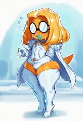 2025 ai_generated anthro armwear blonde_hair blush bodily_fluids boots bottomwear bulge cape clothed clothing collar dongitos emma_frost_(cosplay) eyewear footwear girly glasses gloves hair handwear hellsonger hi_res high_heeled_boots high_heels kamek legwear lipstick makeup male mammal nervous scalie shoes shorts solo sweat sweatdrop thick_thighs thigh_boots thigh_highs tight_clothing topwear undertale_(series) white_clothing wide_hips