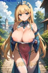 1girls 2025 aegis_elysium ai-generated ai_art ai_generated alternate_breast_size amagi_brilliant_park anime background blonde_hair blush blushing_at_viewer bra breasts castle cleavage cloud clouds day dress earrings female female_focus field gem gloves gradient gradient_background grass grass_field grassland green_eyes hair_ornament headpiece heart heart-shaped_pupils heart_eyes hi_res high_quality high_res high_resolution highres house huge_breasts jewelry large_breasts latifa latifa_fleuranza light long_hair looking_at_viewer manga navel nipples nipples_out one_eye_closed outdoors princess simple_background skindentation sky smile smiling smiling_at_viewer solo solo_focus symbol thick thick_breasts thighhighs tiara tree trees vegetation very_long_hair wall wall_(structure) watermark