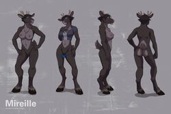 2013 absurd_res anthro antlers ass breasts caribou clothing female hi_res hooves horn mammal nipples nude pussy shirt solo stoopix thong