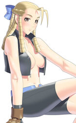 1girls bike_shorts breasts female female_only kansuke karin_kanzuki nipple_slip nipples open_clothes open_shirt shirt solo straight_hair street_fighter street_fighter_alpha street_fighter_alpha_3