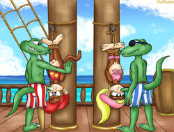 1girls 3boys anthro arms_behind_back bondage both_sexes_in_same_situation bottomless color diddy_kong dixie_kong donkey_kong_(series) fellatio female femsub firemario86 furry furry_only gay gay_domination haplorhine interspecies klomp kong kremling male male_and_female_subs maledom malesub monkey monkey_boy monkey_girl multiple_boys multiple_subs nintendo oral penis_out primate topless upside-down yaoi