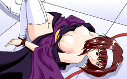 90s artist_request clothing cum kanzaki_sumire mole mole_under_eye sakura_wars small_breasts stockings tagme thighhighs