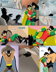 batman batman:_the_animated_series batman_(series) comic dc dc_comics dcau dick_grayson hidden_camera human icemanblue male male_only multiple_males nude penis robin_(dc) robin_(dick_grayson) shower voyeurism yaoi