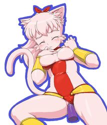 1girls anthro breasts cat feline female fur furry kemono large_breasts long_hair mammal meeya pink_fur pink_hair pussy rpg_densetsu_hepoi solo tail