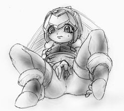 1girls anus ass bottomless fairy_leviathan girutaabo helmet legs_apart masturbation mega_man mega_man_zero no_panties pussy solo_female tagme