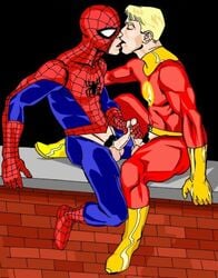 2boys fantastic_four frottage handjob human_torch johnny_storm male male_only marvel masturbation multiple_males peter_parker spider-man spider-man_(series) straight_hair tagme yaoi