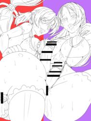 2futas ass ass_crack back_view bare_shoulders big_penis black_and_white boudica_(fate) breasts butt_crack censored curvy docking drooling elbow_gloves erect_nipple erect_nipples erection eyelashes fate/grand_order fate_(series) female footwear futa_on_futa futa_only futa_with_futa futanari gloves hair_over_one_eye headgear human intersex large_breasts long_hair looking_at_viewer mature milf minamoto_no_raikou_(fate) mother nipple_bulge nipple_slip nipples open_mouth penis pointless_censoring ponytail pose posing saliva short_hair simple_background sketch spread_legs spreading standing sweat terakinoko thick_thighs thighhighs thong tied_hair very_long_hair voluptuous wide_hips