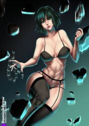 abs bra breasts cleavage female female_only fubuki_(one-punch_man) garter_belt lord_dominik one-punch_man panties solo thighhighs