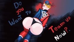1girls 3d all_fours animated ass big_ass blonde_hair blue_eyes blue_highlights boots bouncing_ass bribery_with_sex clothed clothed_female dc dc_comics dialogue donaroledc english english_text eyeshadow female female_only fingerless_gloves gloves hands_and_knees harley_quinn harley_quinn_(suicide_squad_game) jacket lipstick looking_back looking_over_shoulder looking_up loop looping_animation makeup non-nude panties pants_down purple_eyeshadow rear_view red_highlights red_lipstick request shaking_ass shiny_skin simple_background solo solo_female suicide_squad suicide_squad:_kill_the_justice_league text thong twerking