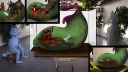 absurd_res after_vore blood bodily_fluids bone bones_in_stomach death digestion dutchie exhibit exhibitionism fatal fatal_vore felid feline female gore graphic_digestion hi_res hyper hyper_belly invalid_tag mammal pantherine pitcher plant pussy recursive_vore unbirthing vaginal_penetration vore vore_belly voreception