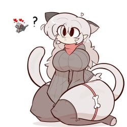 1girls anthro big_breasts bone clothed clothing curious cute female gray_fur gray_hair head_tilt heart long_hair long_sleeves long_socks merricuwu minecraft mojang question_mark reference_image solo solo_female sweater tail thick_ass thick_thighs tilted_head wolf wolf_(minecraft) wolf_ears wolf_girl wolf_tail