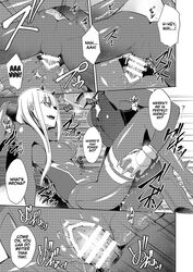 bodysuit censored darling_in_the_franxx dialogue english_text female femdom human long_hair male mitsuru_(darling_in_the_franxx) monochrome sex straight text vaginal_penetration zero_two_(darling_in_the_franxx)