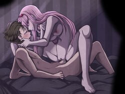 blush cum cum_in_pussy cum_in_pussy darling_in_the_franxx kissing mitsuru_(darling_in_the_franxx) nude sex zero_two_(darling_in_the_franxx)