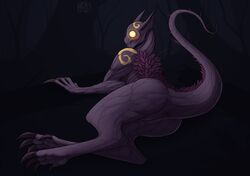 1girls 2018 anus ass big_feet claws feet female female_only feral hi_res keadonger looking_at_viewer monster purple_skin pussy scp-860 scp-860-2 scp_foundation solo tail text thick_thighs watermark wide_hips yellow_eyes