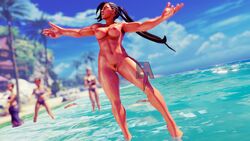 1girls 3d beach brazilian brazilian_female breasts capcom dark-skinned_female dark_skin female game_mod latina laura_matsuda long_hair mod nude_mod street_fighter street_fighter_v watermark