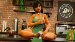 1girls 3d 3d_(artwork) 3d_background 3d_model 3d_render apron apron_only big_breasts big_thighs black_hair black_lip black_lips black_lipstick black_nails blender blender3d blender_(artwork) blender_(software) blender_cycles breasts chel_(the_road_to_el_dorado) choker coffee coffee_cup cowbell dreamworks feet feet_fetish feet_focus feet_up female femdom foot_fetish fry_ps full_color goth goth_girl legs legs_up lip_piercing lips lipstick nude nude_female patreon patreon_username pierced_nipples pierced_nose piercing piercings ring ring_piercing rings solo solo_female solo_focus the_road_to_el_dorado twitter_username