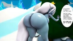 3d adventure_time ass big_ass blue_skin crown dialogue female female_only huge_ass ice_queen_(adventure_time) looking_back snow source_filmmaker speech_bubble superstreamteam text white_eyes white_hair