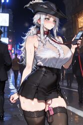 1female 1girls 2025 ai_assisted ai_generated background bare_shoulders big_breasts bloodborne blush blush_lines blushing_female breasts collar curvy exhibitionism female female_focus fromsoftware green_eyes heels lady_maria_of_the_astral_clocktower large_breasts light-skinned_female light_skin motion_lines outdoors outside ponytail pose posing posing_for_picture posing_for_the_viewer public public_indecency pussy remote_control_vibrator sex_toy skirt smile smiley_face smiling smiling_at_partner sweat sweating thick_thighs thighhighs trembling tricorne uncensored vibrator vibrator_in_pussy vibrator_under_clothes video_game video_game_character video_game_franchise video_games wet wet_body wet_pussy white_hair white_shirt