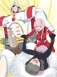 1boy1girl before_sex darling_in_the_franxx dominant dominant_female mitsuru_(darling_in_the_franxx) submissive submissive_male zero_two_(darling_in_the_franxx)