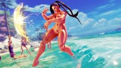 1girls 3d beach brazilian brazilian_female breasts capcom dark-skinned_female dark_skin female game_mod latina laura_matsuda long_hair mod nude_mod street_fighter street_fighter_v watermark