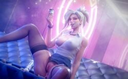1girls 3d 3d_(artwork) blender blender_(software) blonde_hair bukkake condom condom_in_pussy cum cum_on_face cumshot cumshot_on_face exposed_breast exposed_pussy female hexencraft horny horny_female jewelry looking_at_viewer lube lube_bottle mercy neon_lights overwatch pearl_necklace public public_use pussy sitting smile smug solo solo_female stockings thighhighs tongue tongue_out topwear toys used_condom