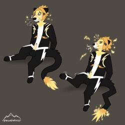 1:1 anthro black_body black_fur blonde_hair blush denki_kaminari electricity electricity_on_penis electrostimulation fur genitals hair hi_res long_tail male mammal mountweazel mustelid musteline nude object_in_urethra penetration penis shaking simple_background solo tail true_musteline urethral urethral_penetration weasel white_body white_fur yellow_body yellow_fur