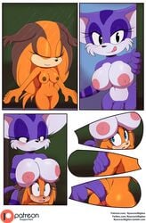 2018 2girls anthro areolae ass badger balls bath big_breasts big_penis big_the_cat bigdon1992 black_eyes black_nose blush boob_hat breasts cat_ears closed_eyes comic dickgirl digital_media_(artwork) erection feline female furry futa_on_female futanari huge_breasts intersex large_breasts looking_back mammal medium_breasts mustelid nipples nude nyurora nyuroraxbigdon open_mouth orange_fur patreon penis purple_fur purple_penis pussy rubbing rule_63 sega shower simple_background sonic_(series) sonic_boom sticks_the_badger sticks_the_jungle_badger sticks_the_tejon striped striped_fur stripes surprise tail teasing thick_penis tongue tongue_out vein veiny_penis video_games