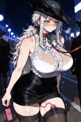 1boy 1female 1girls 2025 ai_assisted ai_generated background bare_shoulders big_breasts bloodborne blush blush_lines blushing_female breasts collar curvy exhibitionism female female_focus fromsoftware green_eyes heels lady_maria_of_the_astral_clocktower large_breasts light-skinned_female light_skin male motion_lines outdoors outside ponytail pose posing posing_for_picture posing_for_the_viewer public public_indecency pussy remote_control_vibrator skirt smile smiley_face smiling smiling_at_partner sweat sweating thick_thighs thighhighs trembling tricorne uncensored vibrator vibrator_in_pussy vibrator_under_clothes video_game video_game_character video_game_franchise video_games wet wet_body wet_pussy white_hair white_shirt