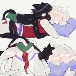 2boys albino animal_genitalia animal_penis anthro anthro_on_anthro anthro_orca black_skin cetacean cetacean_genitalia cetacean_penis cetacean_tail couple digital_drawing_(artwork) digital_media_(artwork) dripping fat_ass floppy_cock gay gay_male genital_fluids genitals grabbing_pillow head_fin hot_dogging hug hug_from_behind jock jockstrap long_penis male male/male male_focus male_only mr_shrink muscular muscular_anthro muscular_male orca orca_boy original original_character original_characters pale_skin penis penis_through_leghole penis_through_underwear pillow pillow_grab prehensile_penis red_penis romantic shorts_aside sleeping sleeping_sex sleeping_together slimy_cock small_dom_big_sub smaller_top_and_beefy_bottom smile snuggle snuggling tank_top tapering_penis thighs tight_hug wet_penis white_markings