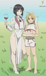 age_difference aged_up alternate_version_at_source alternate_version_available artist_name artist_signature athletic_shorts barefoot belly blonde-haired_male bob_cut bottomless cake choker cropped_jacket croptop dante_(fullmetal_alchemist) double_slit_dress edward_elric engagement_ring exposed_legs exposed_midriff female flower_on_head fullmetal_alchemist grass hearts_around_head high_heels high_slit high_slit_dress leg_slit long_legs looking_at_viewer m0r14rt7 male marriage medallion necklace no_panties outdoors pelvic_curtain pendant pocket_watch purple_eyes sexy_clothing shorter_male shorts size_difference sky sleeveless sleeveless_crop_top softcore sweat tagme taller_female twink wedding_dress wedding_veil white_outfit wine_glass yellow_eyes