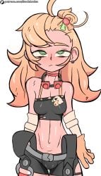 1girl 1girls blonde_hair ecodeluden midriff midriff_baring_shirt midriff_showing piper_wheel solo standing tagme zenless_zone_zero