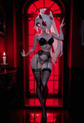 ai_generated artesensuale bra garter_belt garter_straps hazbin_hotel nipples pussy thigh_highs thighhighs vaggie_(hazbin_hotel) vivienne_medrano vivziepop