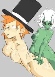 alien alien_girl futanari genderswap green_skin roblox shortstack top_hat tze_(roblox)