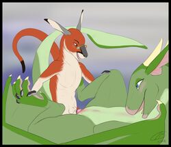2018 anthro balls claws clb dragon duo erection female feral fur interspecies kangaroo male mammal marsupial nude paws penetration penis pussy scalie sex straight vaginal_penetration wyvern