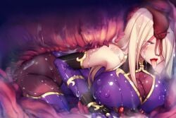 1girl ahegao bare_shoulders blonde_hair blush bodysuit breasts cleavage consensual_tentacles covered_nipples elbow_gloves game_asset gloves hair_over_one_eye huge_breasts kongeraatio long_hair monster non-web_source open_mouth pantyhose rokujou_sion rolling_eyes self-datamine skin_tight slime_(substance) solo taimashi_ayano tentacle_pit tentacle_sex tentacles tongue tongue_out variant_set visual_novel_cg vore
