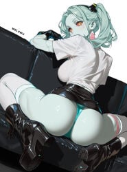 ass ass_focus cyberpunk:_edgerunners cyberpunk_2077 fully_clothed melowh panties rebecca_(edgerunners) skimpy_clothes tagme