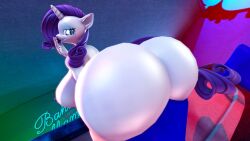 3d anthro ass_focus below_view blushing_female curvy_figure dutch_angle fat_ass huge_ass looking_back massive_ass my_little_pony rarity_(mlp) rear_view sexy_pose sfm sitting sitting_on_chair source_filmmaker surprised_expression vhsclop115(artist)
