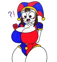 1girl 1girls big_breasts breasts female female_focus female_only glitch_productions legs open_mouth pomni pomni_(the_amazing_digital_circus) the_amazing_digital_circus thighs