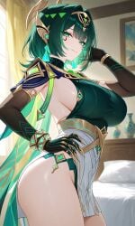ai_generated armpits big body breasts curvy eyes figure genshin_impact green hair legs nefer_(genshin_impact) pose sexy sideboob thick thighs