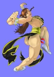 1girls backless_dress backless_outfit big_breasts black_dress breasts brown_eyes brown_hair chun-li chun-li_(battle_ouffit_sfiv) dress female large_breasts long_hair official_alternate_costume sideboob street_fighter street_fighter_v thick_thighs thighs variant_set