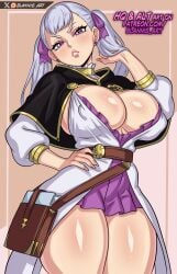 1girls artist_name big_breasts big_thighs black_clover breasts busty cleavage curvy earrings eyebrows eyelashes female female_focus female_only hand_on_hip hourglass_figure huge_breasts huge_thighs large_breasts large_thighs light-skinned_female light_skin long_hair looking_at_viewer noelle_silva pink_eyes silver_hair simple_background solo solo_female solo_focus thick_thighs thighs twintails voluptuous