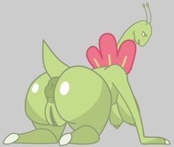 1girls all_fours antennae anus ass big_ass big_breasts breasts dinosaur eyelashes female female_only flower green_skin half-closed_eyes hanging_breasts large_ass large_breasts long_neck meganium nintendo plant pokemon pokemon_gsc pussy scalie thick_thighs wide_hips