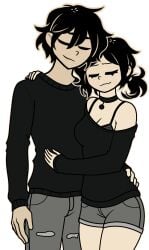 1boy 1girl 1girls andrew_graves ashley_graves black_choker brother_and_sister choker closed_eyes female happy happy_trance legs male sister_and_brother smile the_coffin_of_andy_and_leyley tired