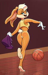 3_toes absurd_res anus ass ball basketball blonde_hair blue_eyes blush bottomless bottomless_female buckteeth clothed clothing edit female female_focus female_only fur furry furry_only gloves hair hi_res lagomorph lola_bunny looking_at_viewer looking_back looney_tunes mammal mostly_nude naked nude open_mouth povy presenting presenting_anus presenting_hindquarters presenting_pussy purple_pants pussy rabbit rear_view reflection signature simple_background solo solo_female solo_focus tail teeth toes topwear warner_brothers yellow_shirt