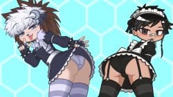 2boys ai_assisted ass ass_focus cringe femboy from_behind gacha gacha_club gacha_life gachatuber kai_gacha karolfemuwu maid_outfit maid_uniform teasing