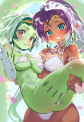 2girls large_breasts life_is_pi rottytops shantae shantae_(character) tagme wedding wedding_lingerie wedding_veil