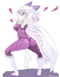 elf emilia_(re:zero) erotic_pose long_hair re:zero_kara_hajimeru_isekai_seikatsu silver_hair