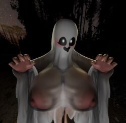 1girls 3d 3d_model 3d_render big_breasts blender bom39 female forest ghost ghost_costume ghost_girl hands-free looking_at_viewer night night_sky nipples outdoors outside pose posing posing_for_the_viewer sexy smiling smiling_at_viewer spooky transparent_clothing
