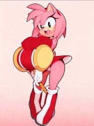amy_rose big_boots big_breasts piko_piko_hammer red_dress